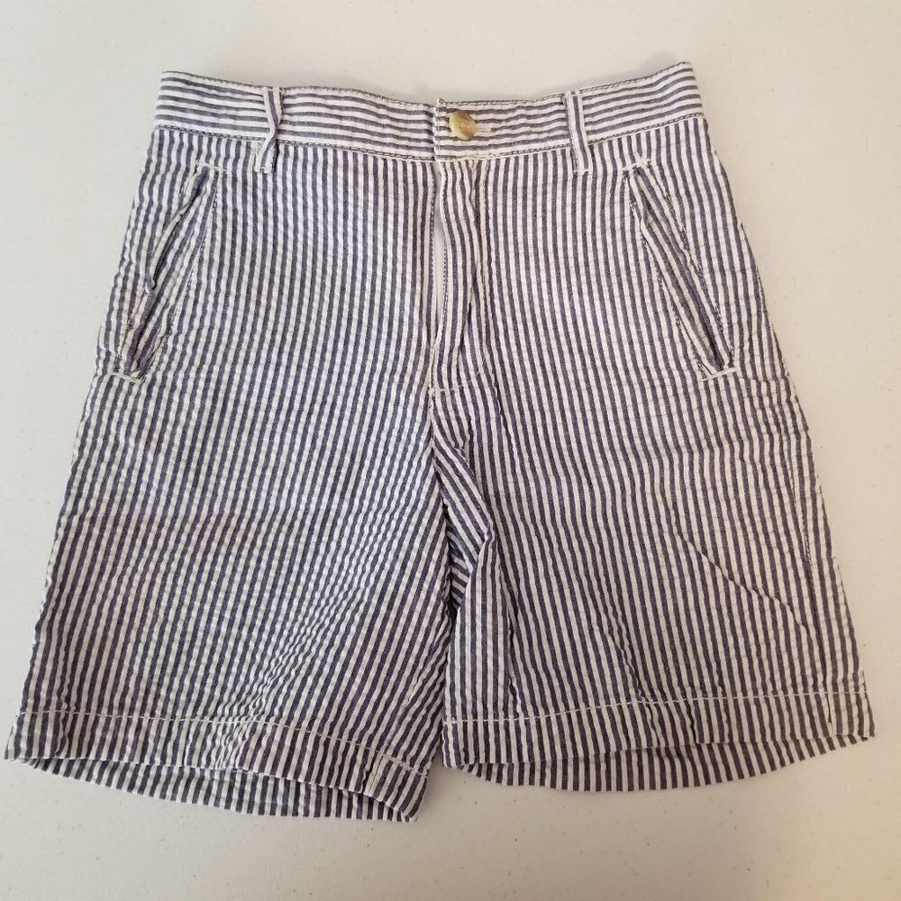 Kitestrings 7 Blue white striped seersucker‎ chino shorts summer Hartstrings